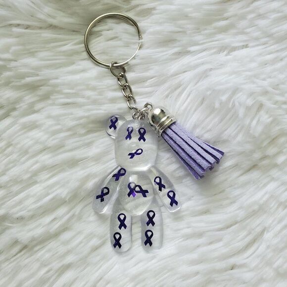 Purple Awareness Ribbon Bear Keychain - Picture 5 of 10